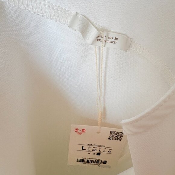 Zara Short Dress with Bows NWT Oyster White Size Large - Picture 10 of 11